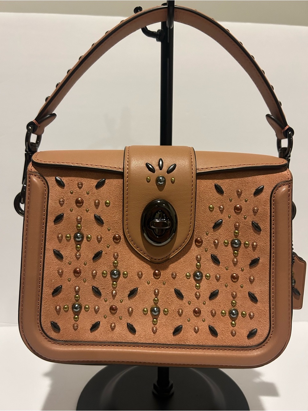 Coach Page Crossbody Prairie Rivets Suede Studded Bag Matching Wallet Dust Bag - Picture 3 of 9